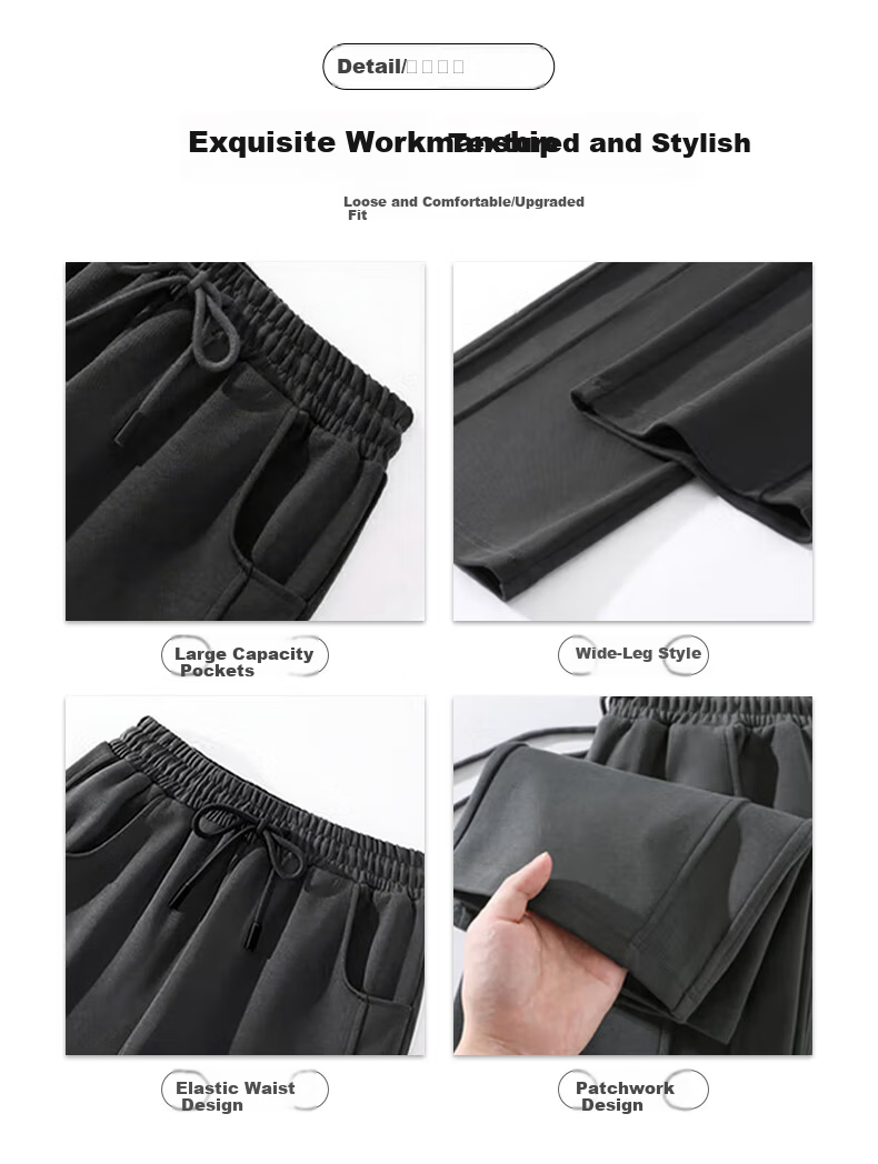 FitonTon Women's Slim Patchwork Straight-Leg Sports Pants 2026 Spring Summer High-Waist Slimming Versatile Wide-Leg Sweatpants Casual Pants 7