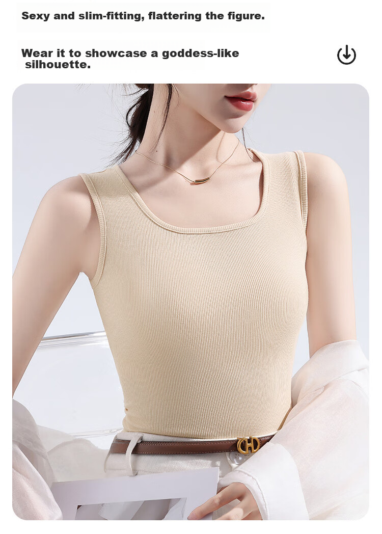 Urban Beauty Pure Cotton Basic Camisole Slim Fit Thin Vest Top for Women Innerwear Outerwear 7