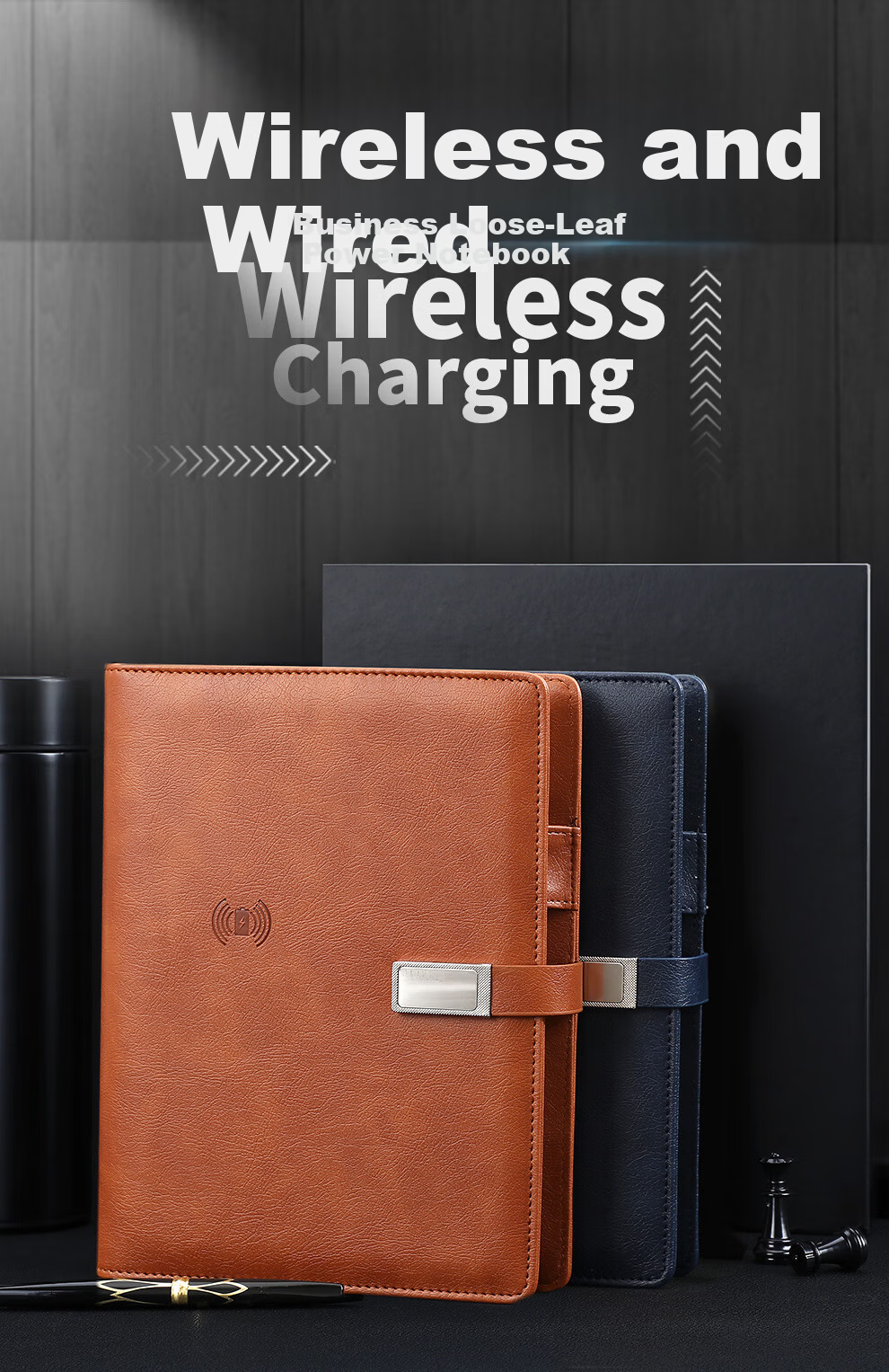Jiaranheng Mid-Autumn Festival Gift for Male And Female Teachers, Rechargeable Notebook Power Bank, Office Gift, Customizable Wireless Charging Multi-Functional Journal, Portable Power Bank Loose-Leaf Notebook 1