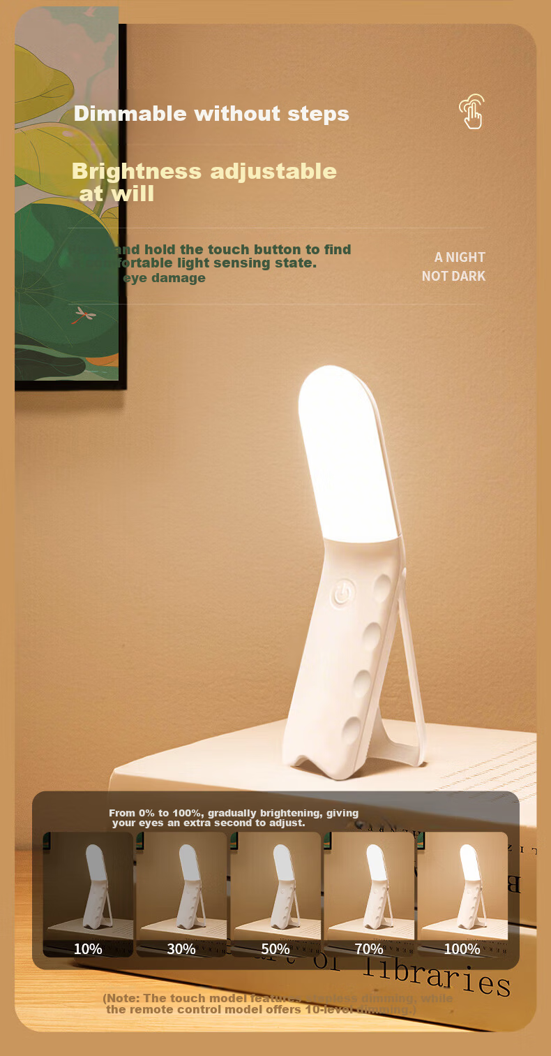 Jingqian Bedside Lamp Night Light Bedroom Sleep Nightlight Reading Desk Lamp Eye Protection Magnetic Wall-Mounted Dormitory Super Bright Study Light 7