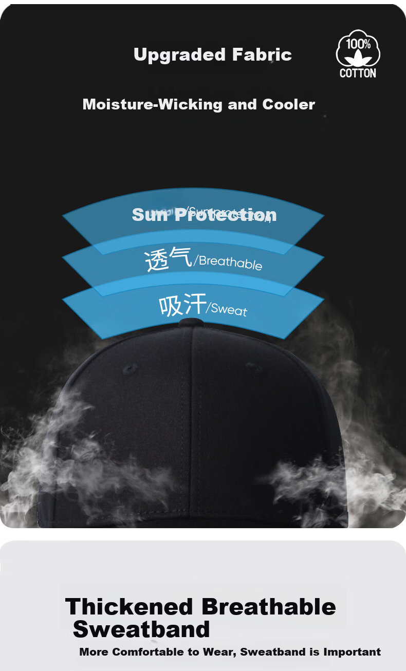 Jingsu [JD Own Brand] Men's Black Baseball Cap Large Head Circumference Slim Face Four Seasons Korean Style Duckbill Cap 5