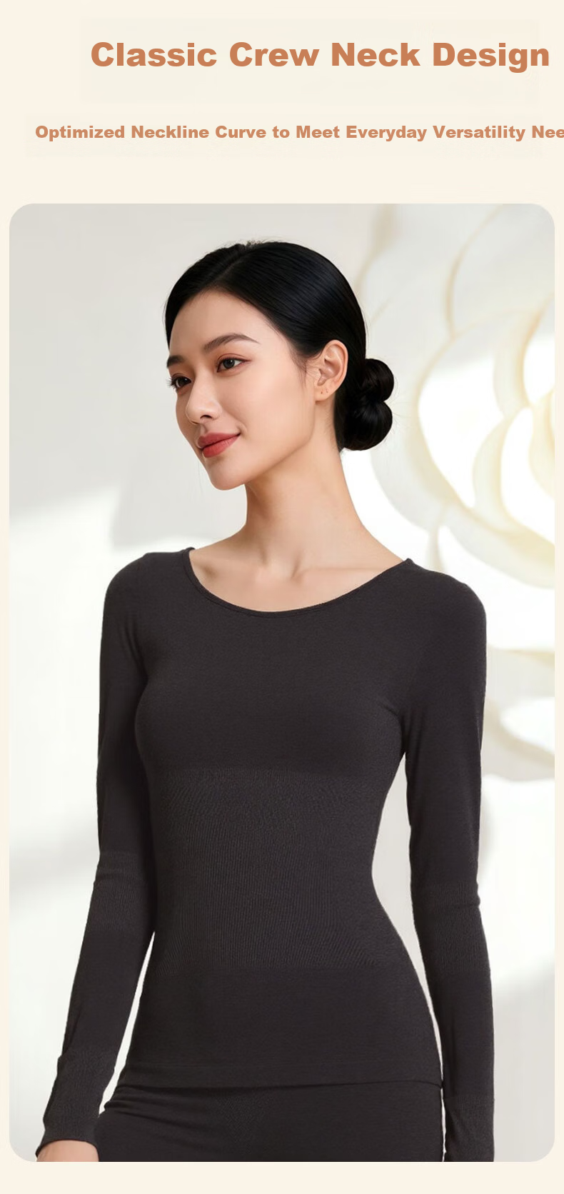 GRACEWELL Women's Thermal Underwear Set Slim Fit Stretch Cashmere Base Layer Autumn Winter Body Shaping 10