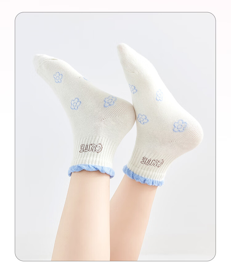 MiiOW Children's Socks for Girls, [Soft And Comfortable Cotton + Versatile], Mid-Calf Socks, Casual Cotton Socks for Baby Girls in Puberty 20