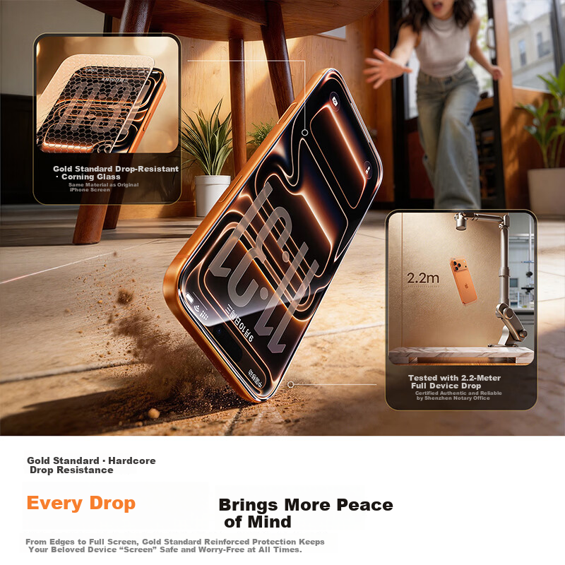 Baseus Gold Standard Corning Ultra Tempered Glass Screen Protector [3D Hot Bending + AR Anti-Reflection] Compatible with iPhone 16 Pro/17 Apple 17/16 Pro Dust-Free Protective Film