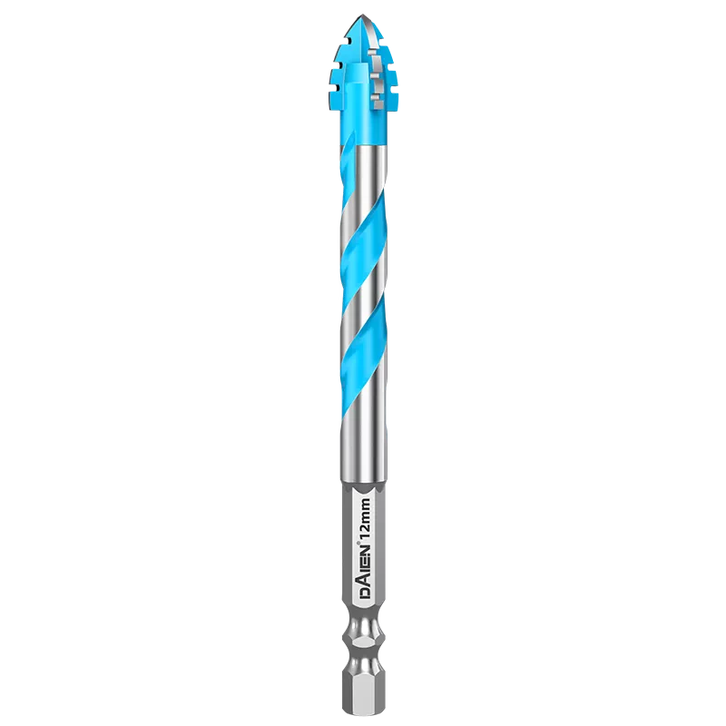 DAIEN Four-Blade Serrated Drill Bit for Tile, Concrete, Stainless Steel, Wood, 10mm Dry Drill Bit for Electric Drills