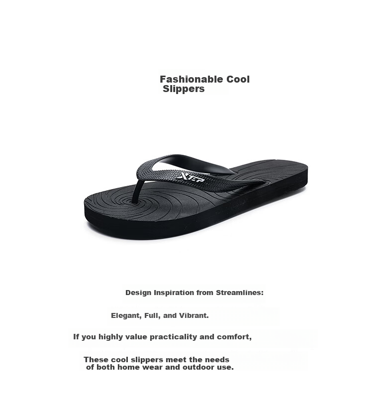 XTEP Men's Sports Flip Flops Summer Beach Shoes Soft Sole Thong Sandals A065 Black Red Size 39 1