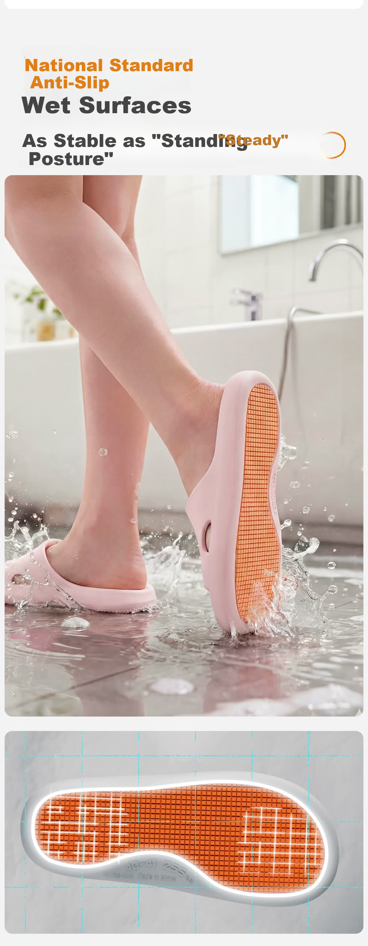 Lidani Full Sole Non-Slip Slippers for Women, Anti-Slip, Suitable for Pregnant Women, Elderly, Indoor Home, Bathroom Shower, Couples' Summer Slippers 7