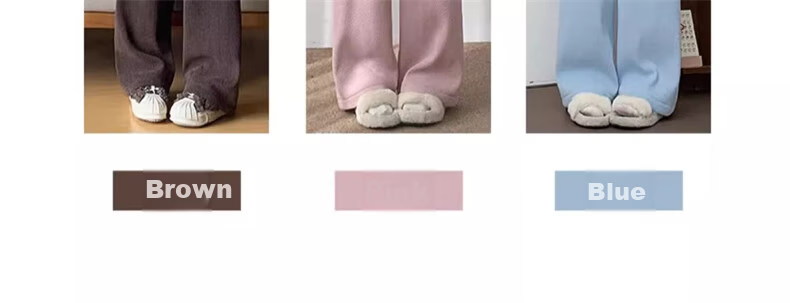 Langsha Women's Herringbone Wide-Leg Pants Spring Autumn New High-Waist Draped Straight-Leg Slim Chenille Knit Casual Trousers Trendy 6