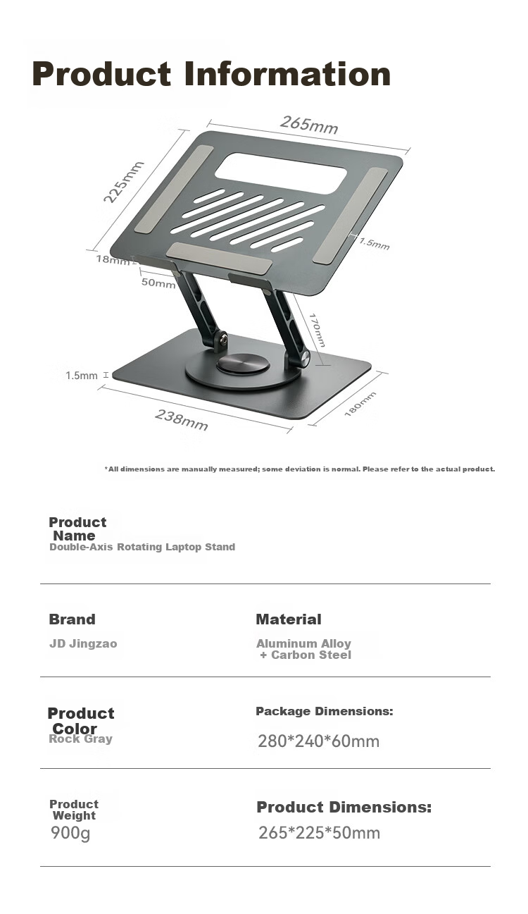JD Jingzao Laptop Stand Tablet Cooler 360° Rotatable Stepless Adjustable Foldable Compatible with Apple Xiaomi Lenovo Legion Portable Floating Display Vertical Heightening Desk 10