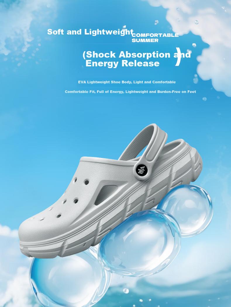 HLA Home Men's Soft Sole Breathable Closed-Toe Beach Sandals HAALXM2EBK033 Light Gray Size 44/45 Dual Size 3