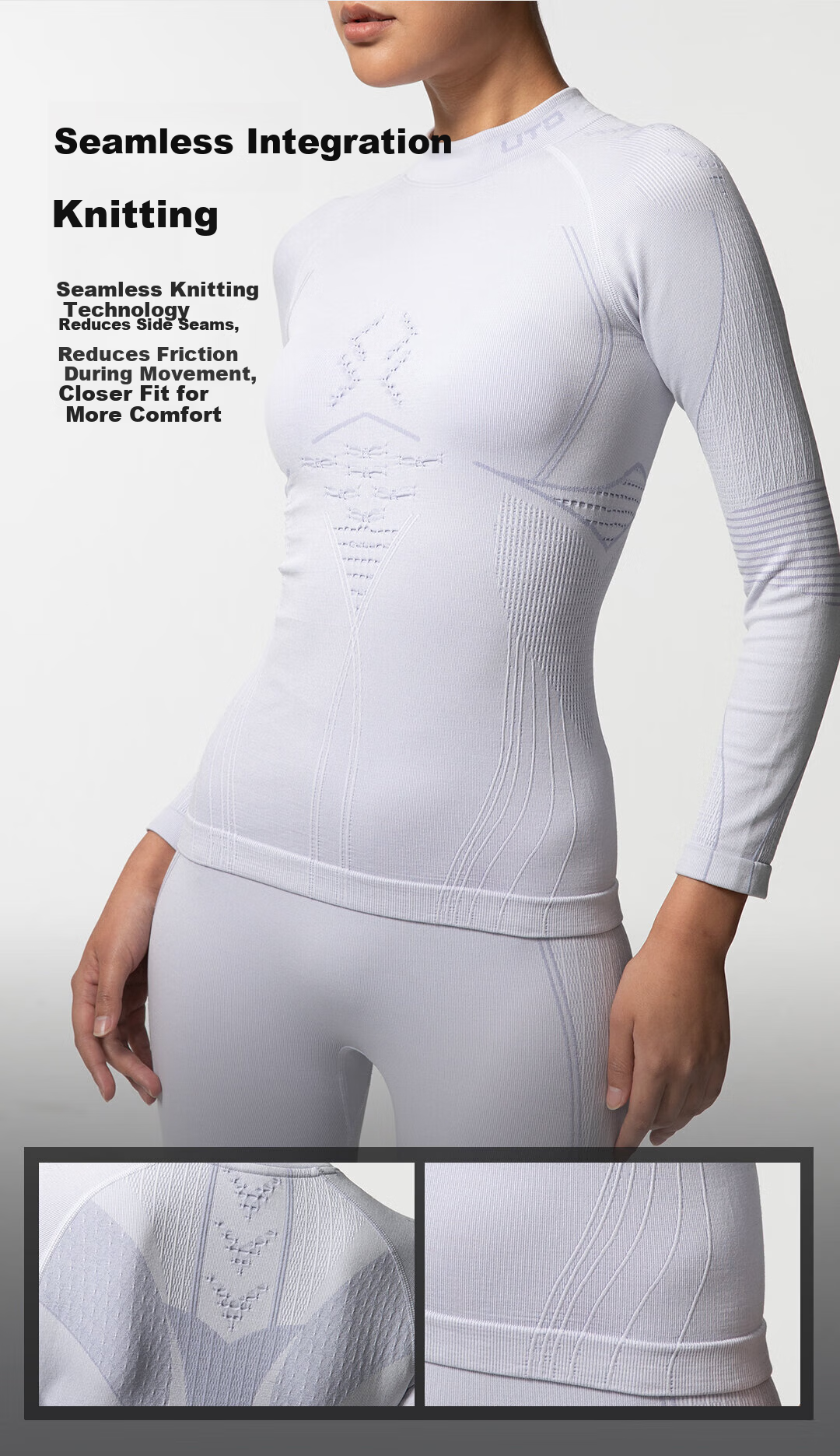 UTO Merino Wool Quick-Dry Base Layer Set Unisex Ski Mountaineering Thermal Underwear Classic Black Men’s L 12