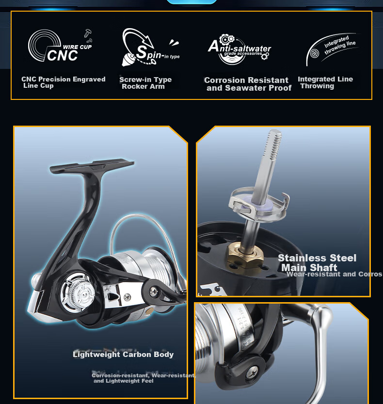 HAUT TON Night Blade Lure Integrated Casting Carbon Lightweight Versatile Long Cast Micro Bait Electroplated Spinning Reel 1500 Series 3