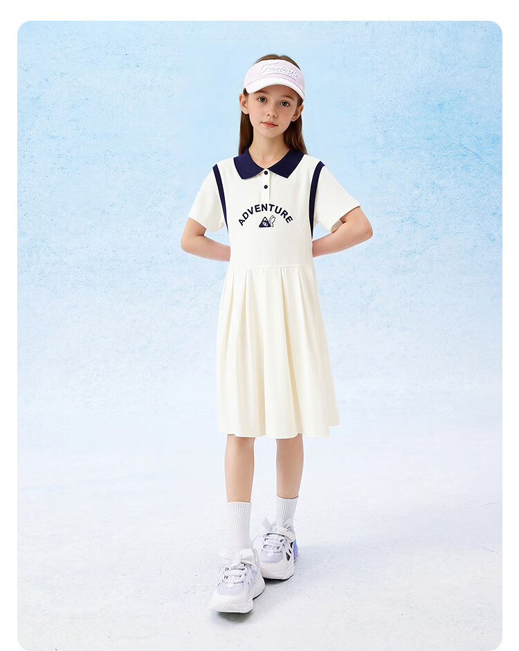 Balabala [balaOne] Girls' Dress Children's Summer Polo Dress Waist-Drawn Quick-Dry 19