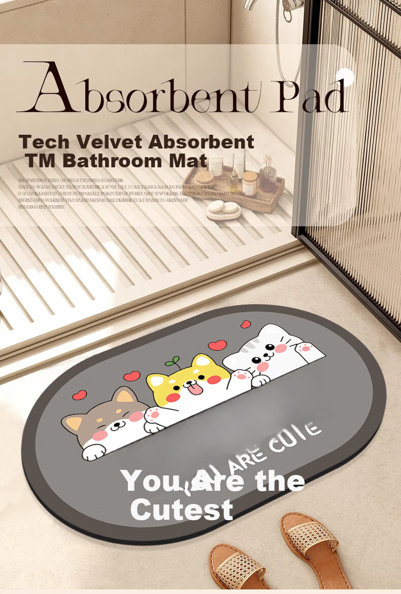 Simple American Style Bathroom Non-Slip Water Absorption Mat Toilet Entrance Quick-Dry Floor Mat 40*60cm 3