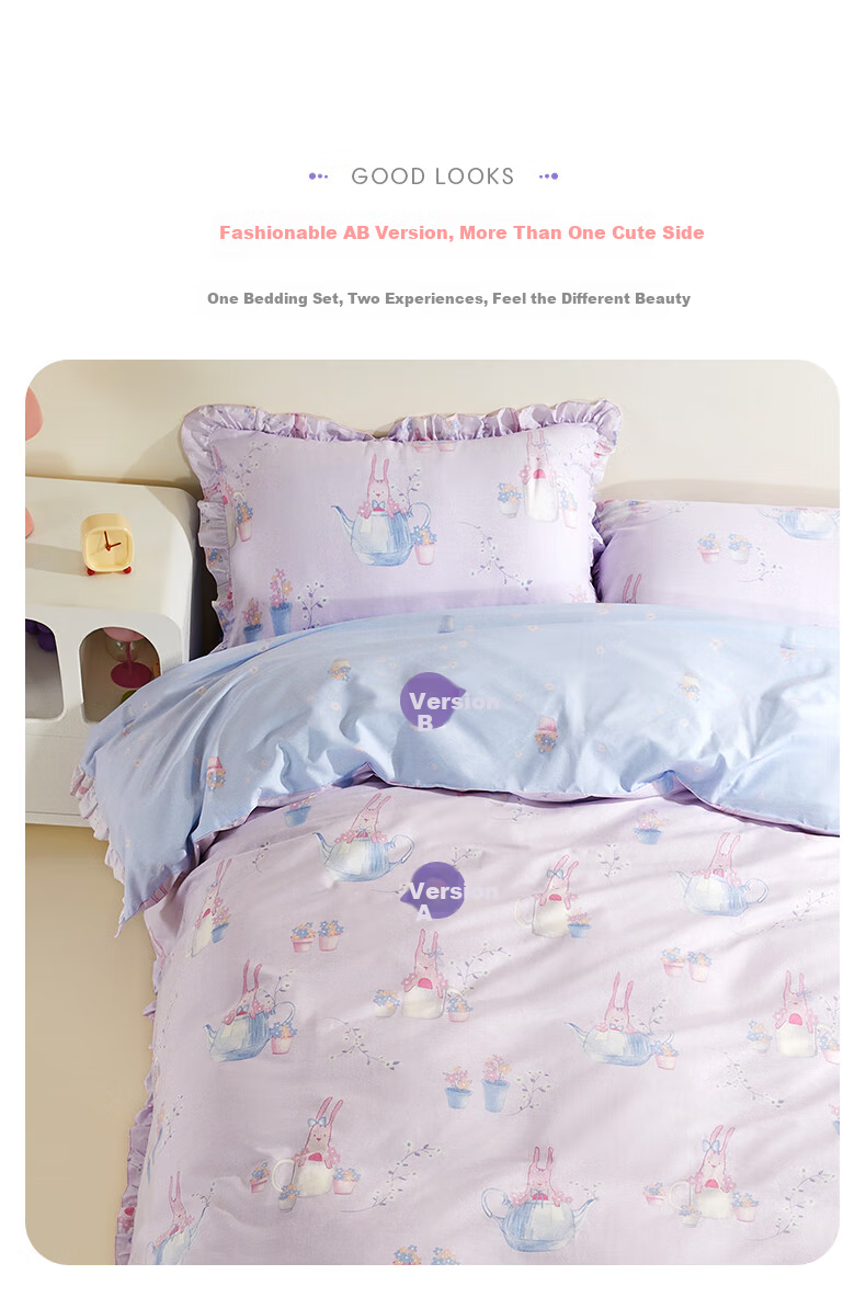 Luolai Children's 3-Piece Set Baby A-Class 100% Combed Cotton Kindergarten Pure Cotton Quilt Cover Bed Sheet Pillowcase 120*150cm 8