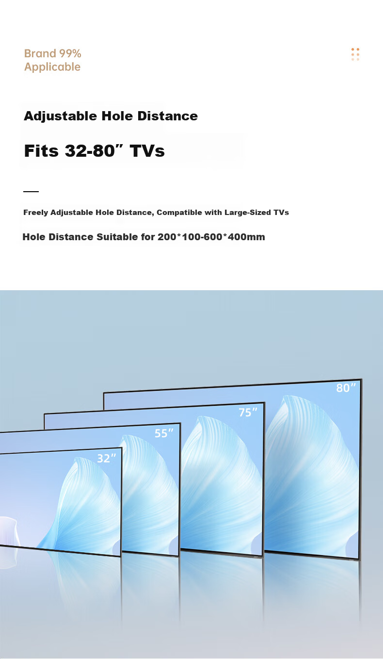 Behind the Scenes Hero TV Mount 32-80 Inch Telescopic Rotating Wall Bracket Compatible with Hisense TCL Thunderbird Xiaomi and More 3