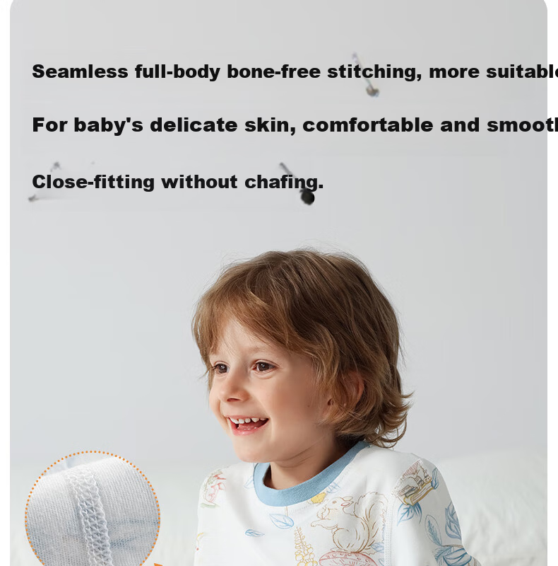 Beitaisi Children's Pajamas Spring And Autumn Style, Pure Cotton Baby Sleeping Bag, Boys Long-Sleeve Loungewear, Girls Split-Leg Sleepwear 3