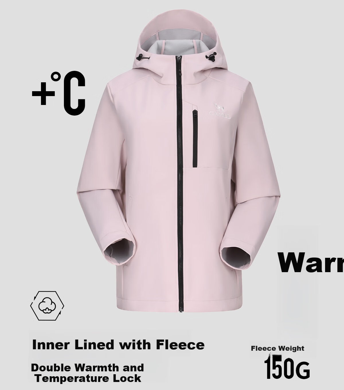 CAMEL Women's Softshell Jacket Fleece Lined Warm Anti-Static Windproof Waterproof Hooded Coat for Men 5