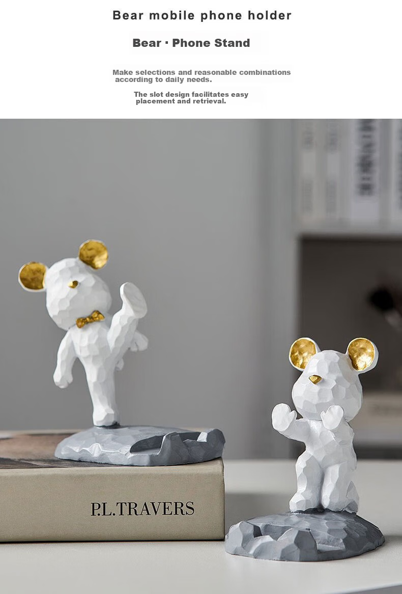 Youjialiangpin Strawberry Bear Phone And Tablet Stand, Office Desk Decoration, Cute Cartoon Style for Instagram 4