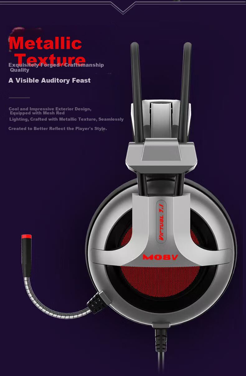 Jindun M08V Over-Ear Internet Cafe Gaming Headset 7.1 Surround Sound Wired Mic PUBG Positional Audio Wired Gaming Headphones with Inline Control 10