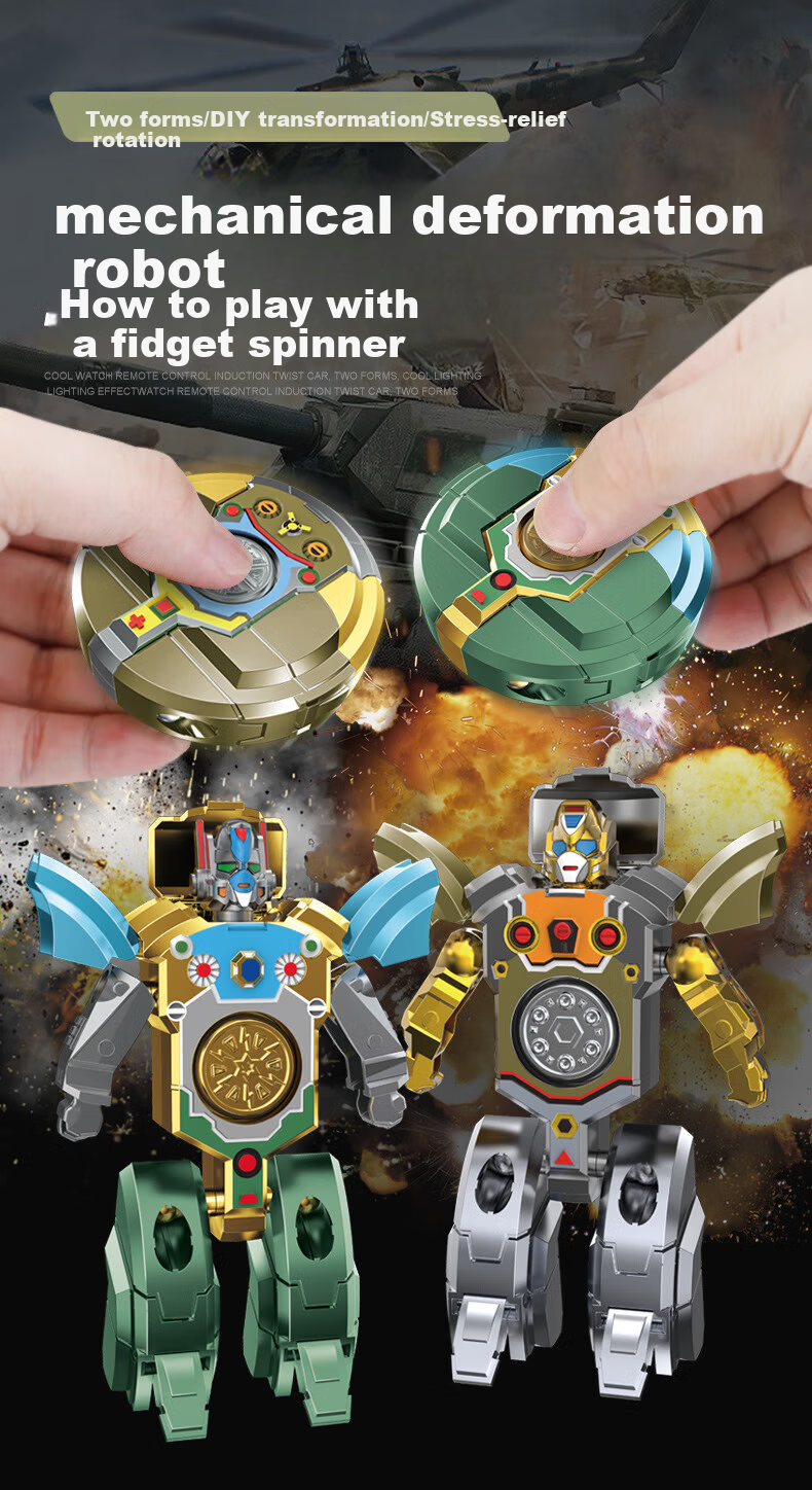 Kingstan Transforming Robot Fingertip Spinner Children's Toy for Boys Iron Giant Weird Black Technology Ages 6-14 1