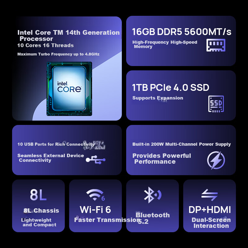 Mechanical Revolution Wujie S500 Commercial Office Desktop Computer (Core i5-14450HX, 16GB DDR5, 1TB SSD, WiFi6)