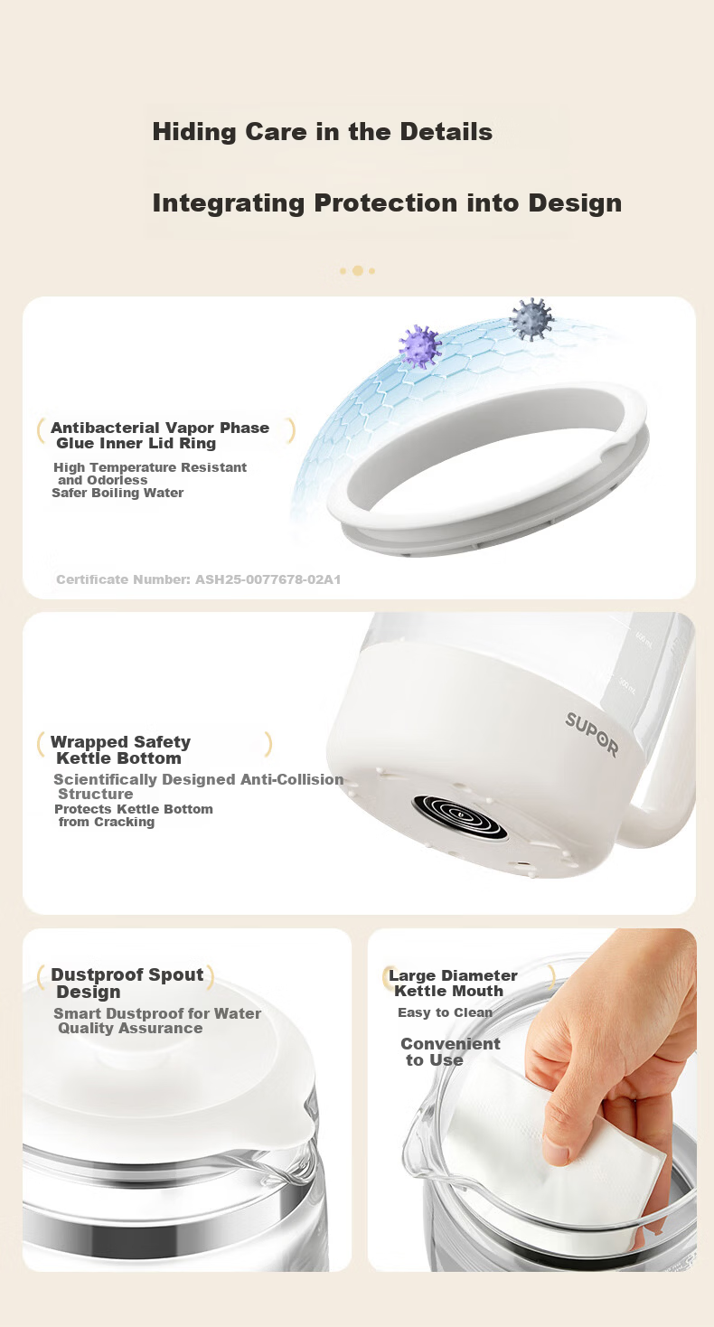 SUPOR Baby Bottle Sterilizer and Dryer All-Glass Feeding Station Thermostatic Kettle Infant Milk Preparation BW016B 24