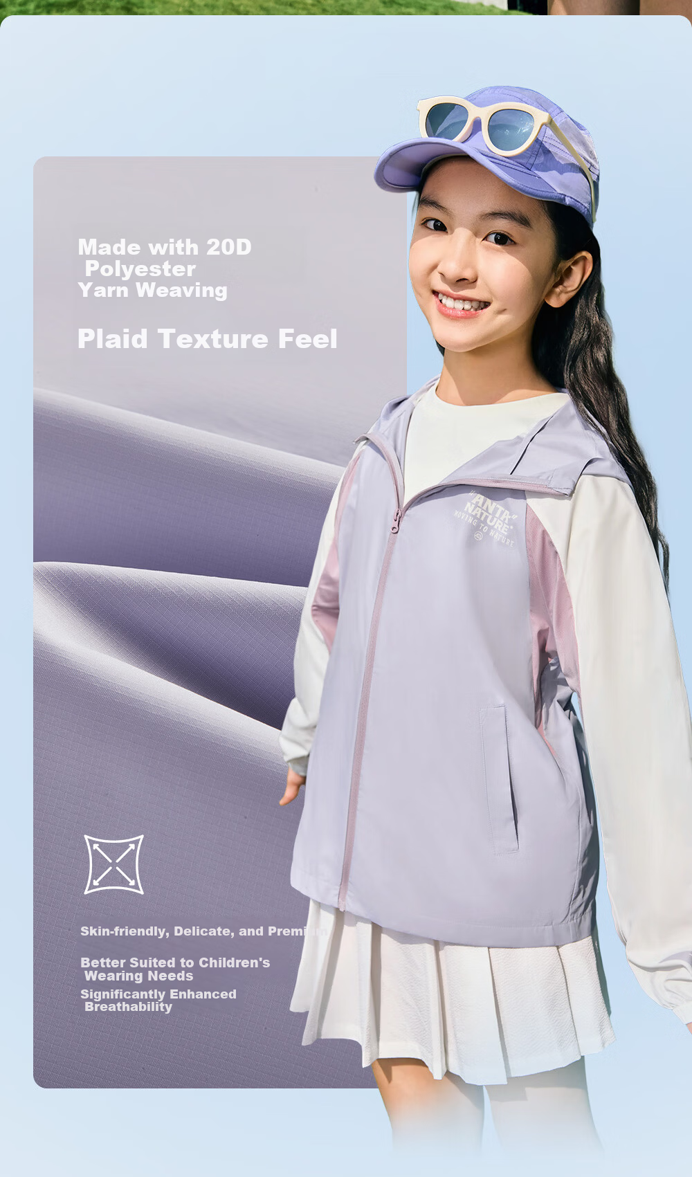 ANTA Children's Sun Protection Clothing, Sports Top, Summer Cool Hooded Thin UV-Resistant Jacket, Little Ice Shell A72626602 7