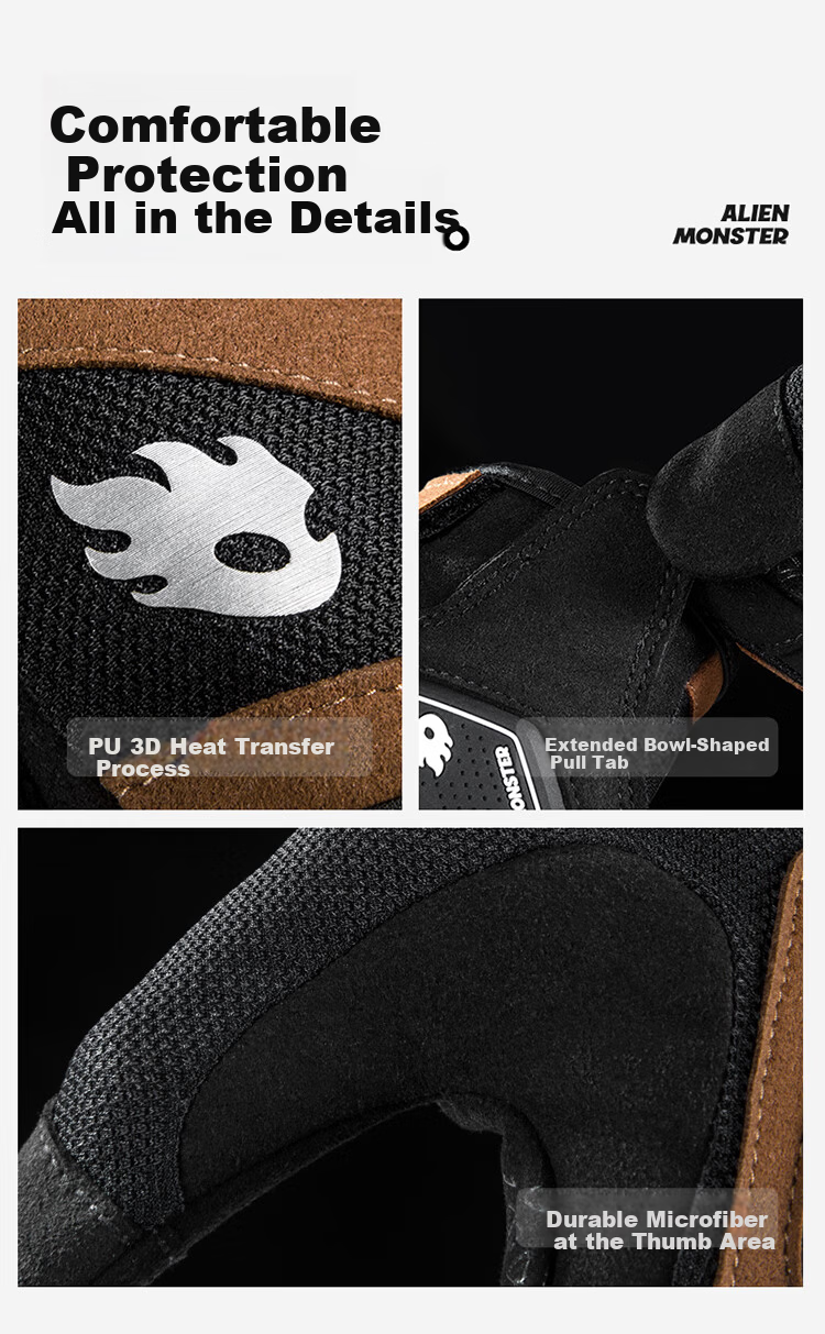 Alien Monster Extreme Summer Motorcycle Riding Gloves Ice Cooling Breathable Anti-Fall Touchscreen Compatible Rider Gear Gray S 13
