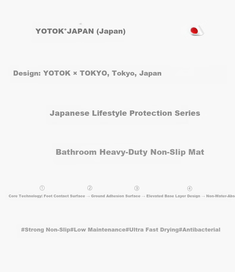 YOTOK Official Genuine Bathroom Non-Slip Mat Waterproof Anti-Slip Shower Mat for Toilet and Shower Room (Japan) 2
