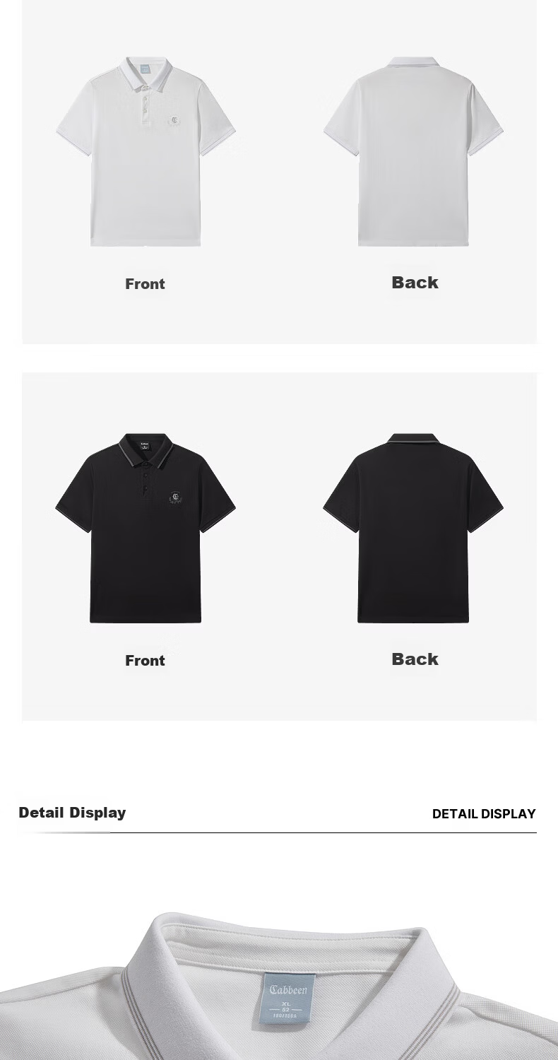 CABBEEN Mercerized Pique Polo Shirt Men French Elegant LOGO Fine Needle Embroidery Design 2026 Spring Short Sleeve Polo 11