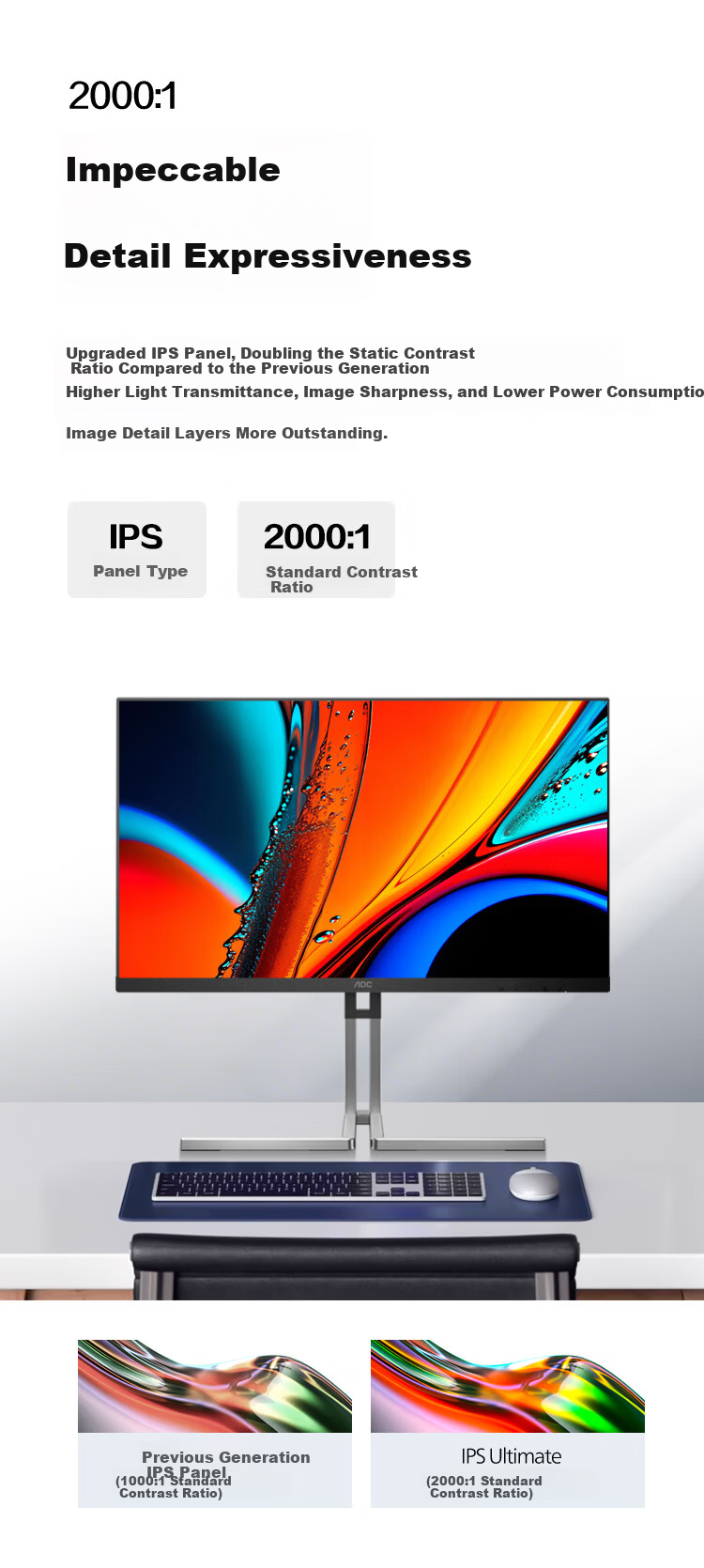 AOC 27-inch 4K 144Hz Dual-Mode FHD 288Hz HDR400 Type-C 96W Hardware Low Blue Light Mac Mini Energy-Saving Gaming Office Monitor U27U3XD 4