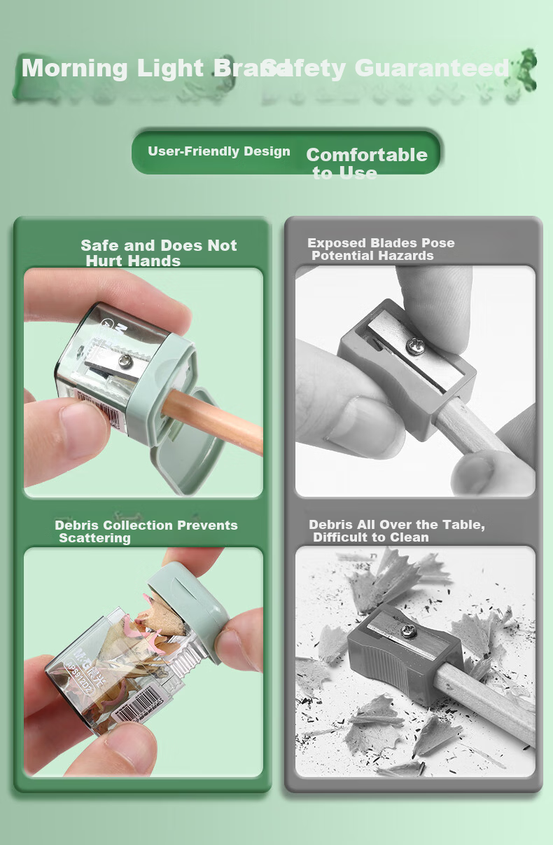 M&G Stationery Single-Hole Small Shavings Box for Elementary School Students, Pencil Sharpener, Rotary Pencil Sharpener, Lead Pencil Sharpener, Learning Supplies, Red APS912D233 6