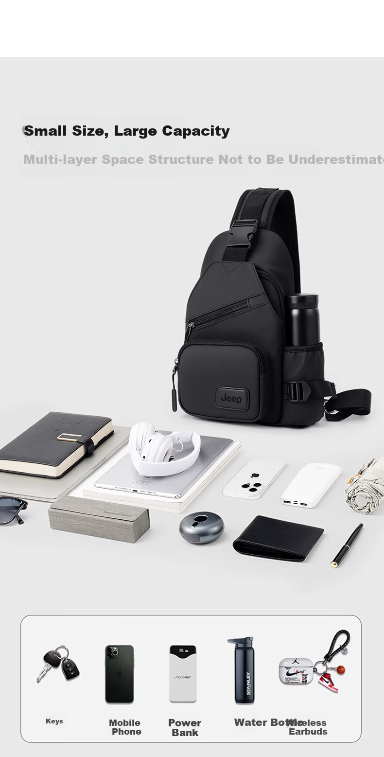 JEEP Men's Outdoor Crossbody Bag Sports Small Backpack Large Capacity Shoulder Bag Casual Commuter Water-Resistant Phone Bag 5