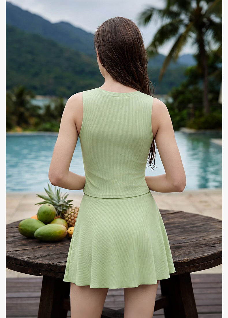 JEEP Women's Two-Piece Slimming Skirt Style Swimwear Hot Spring Suit Light Summer Green XL 2026 New Vacation Set 10