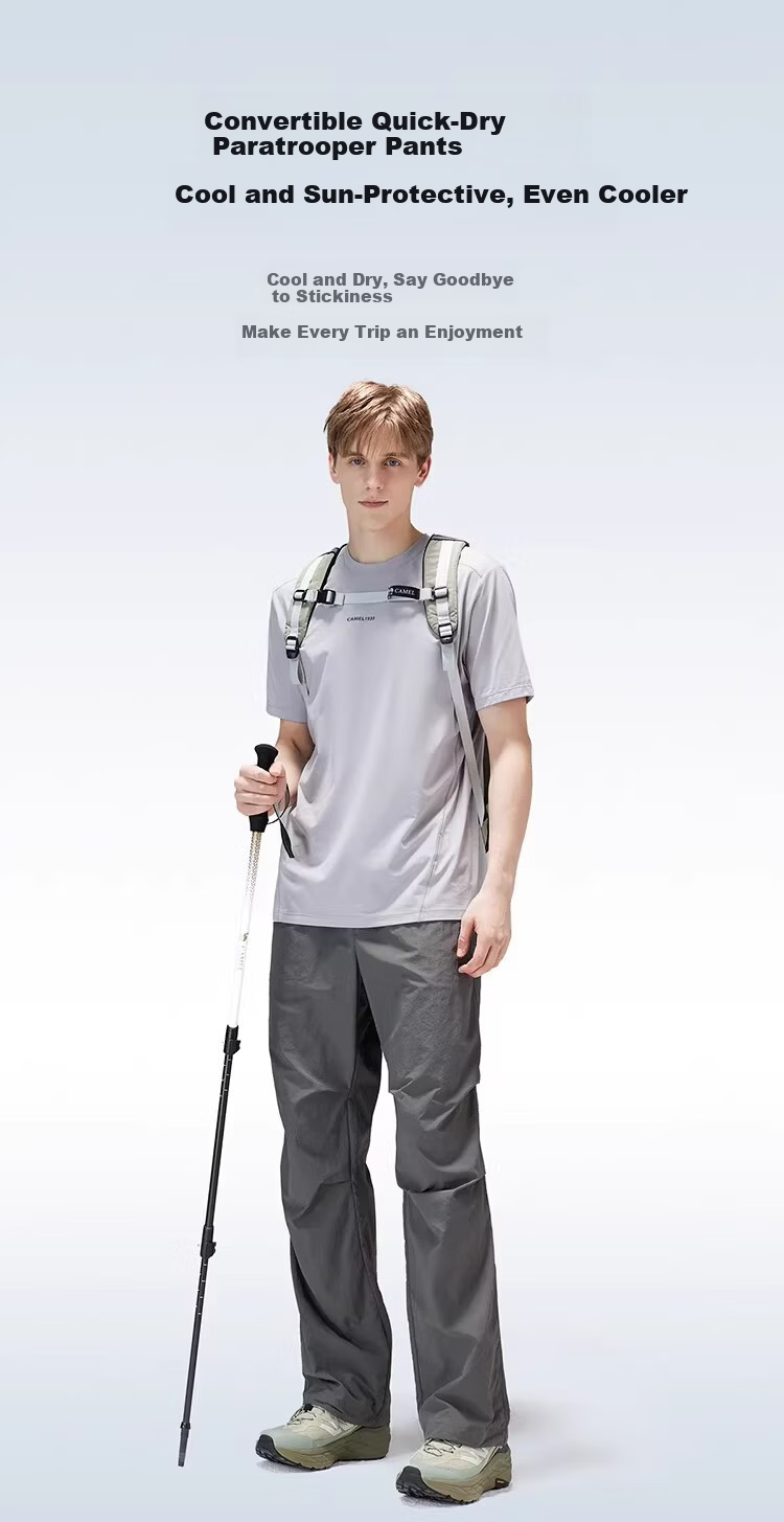 CAMEL [Wang Junkai's Choice] Outdoor Quick-Dry Pants, Spring And Summer Cool Breathable Sun Protection Wide-Leg Trousers, Hiking Paratrooper Pants 1