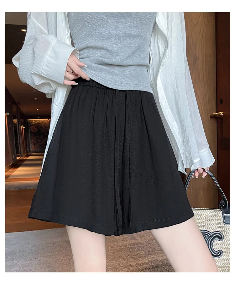 Jeanswest Women's Shorts 2026 Summer Lightweight Linen Loose Wide-Leg Sports Casual Hot Pants Oatmeal XL 19