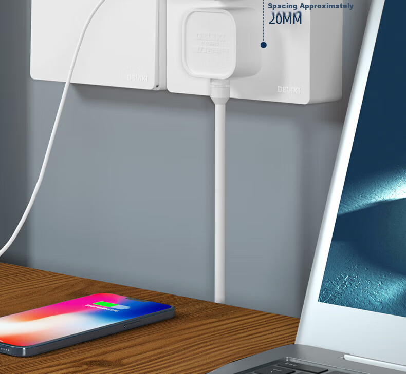 DELIXI Surface Mounted Switch Socket Large Panel 158 Series Two-Gang Single Control Five-Hole Socket 16
