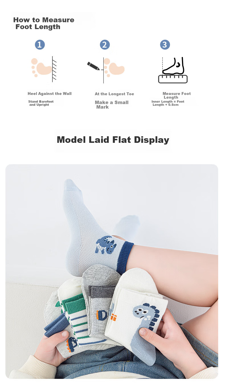 Six Finger Mouse Boys Children's Socks Baby Spring Summer Thin Breathable Mid-Calf Cotton Sports Socks for Kids 10