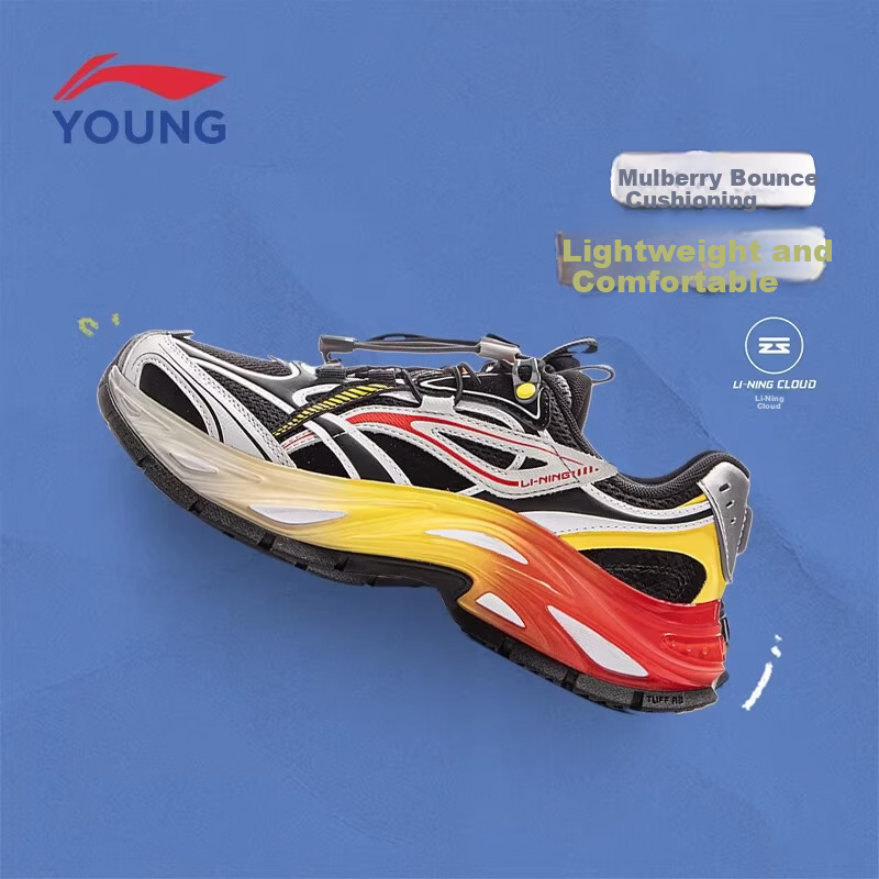 LI-NING Kids Yihui Casual Shoes Boys and Girls Big Kids New Shock Absorption Rebound Reflective Low-top Sneakers 1