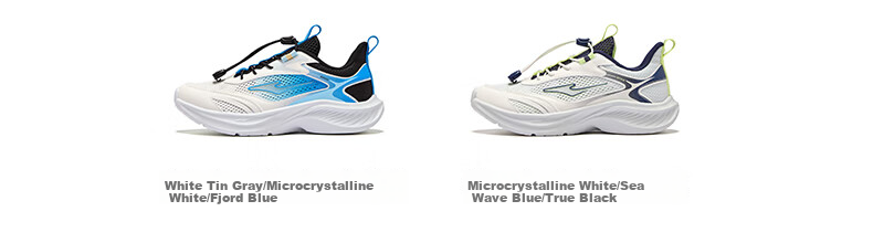 ERKE Kids Sports Shoes Boys and Girls Children's Lightweight Running Shoes with Drawstring Microcrystalline White/Sea Wave Blue/True Black Size 39 26