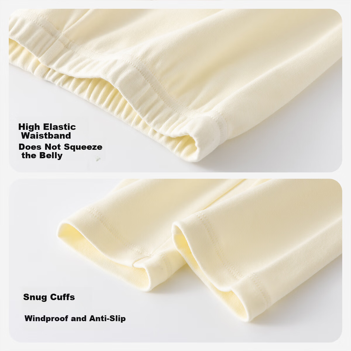 Dingguagua Girls' Thermal Cotton Long Johns, Single Pair, Beige, Size 140, Suitable for Middle and High School Students