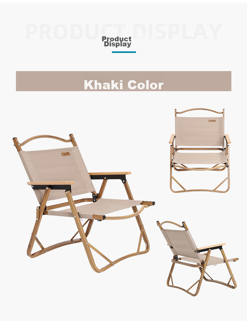 CAMEL Outdoor Folding Chair, Picnic Camping Stool, Fishing Beach Chair, Portable Backrest Lounge Chair for Vendors, GT101 Khaki 3