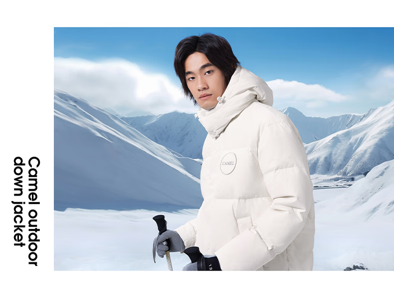 CAMEL Outdoor down Jacket, Autumn And Winter New Style for Men And Women, Windproof, Water-Repellent, Cold-Resistant, Warm, High-Fill Power Puffer Jacket, XS 22