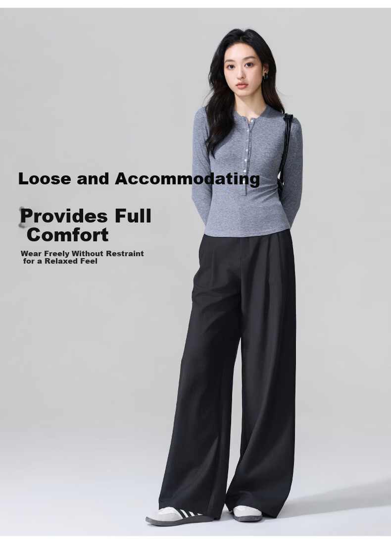 ESE-Y Lyocell Acetate Wide-Leg Suit Pants for Women 26 Spring New High-Intelligence Commuting Wide Straight Pants Gray 31 13