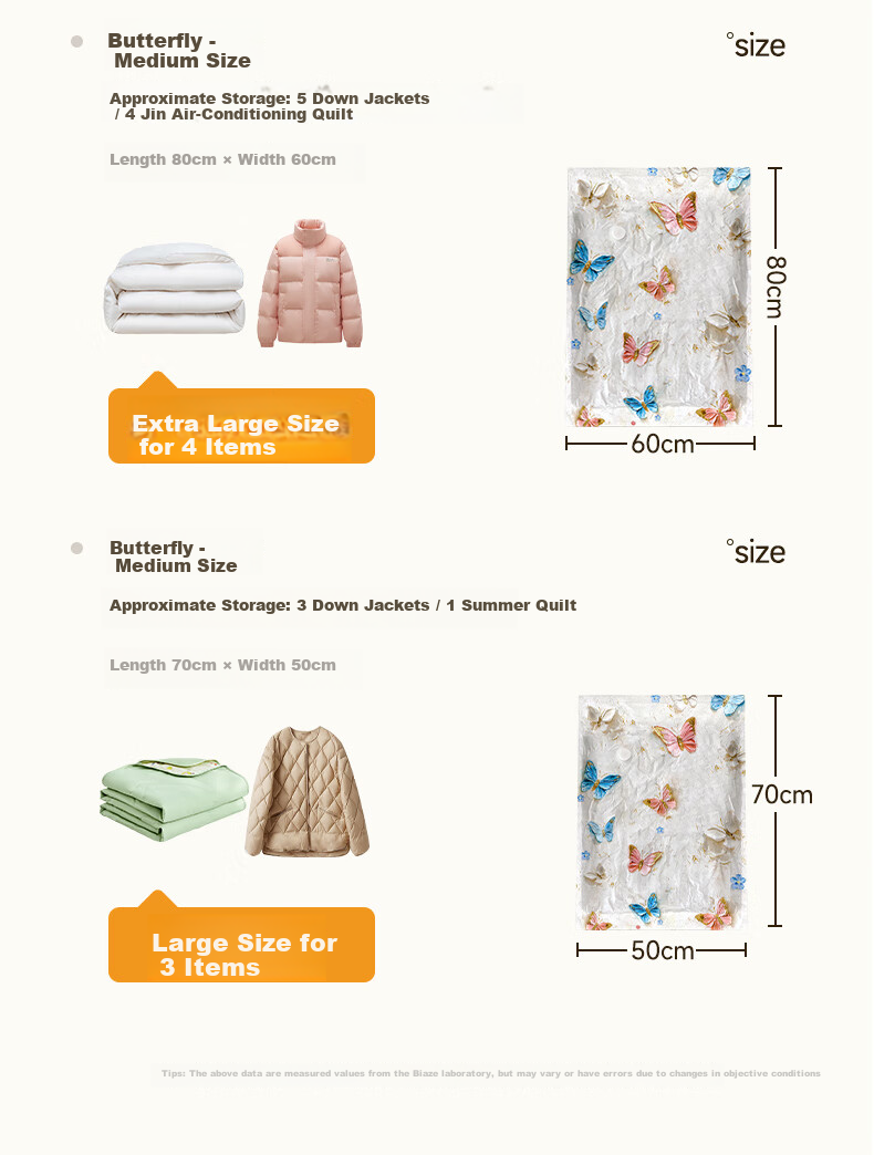 BIAZE Vacuum Compression Storage Bag for Clothes and Quilts, Extra Large 80*100cm, Single Pack 4