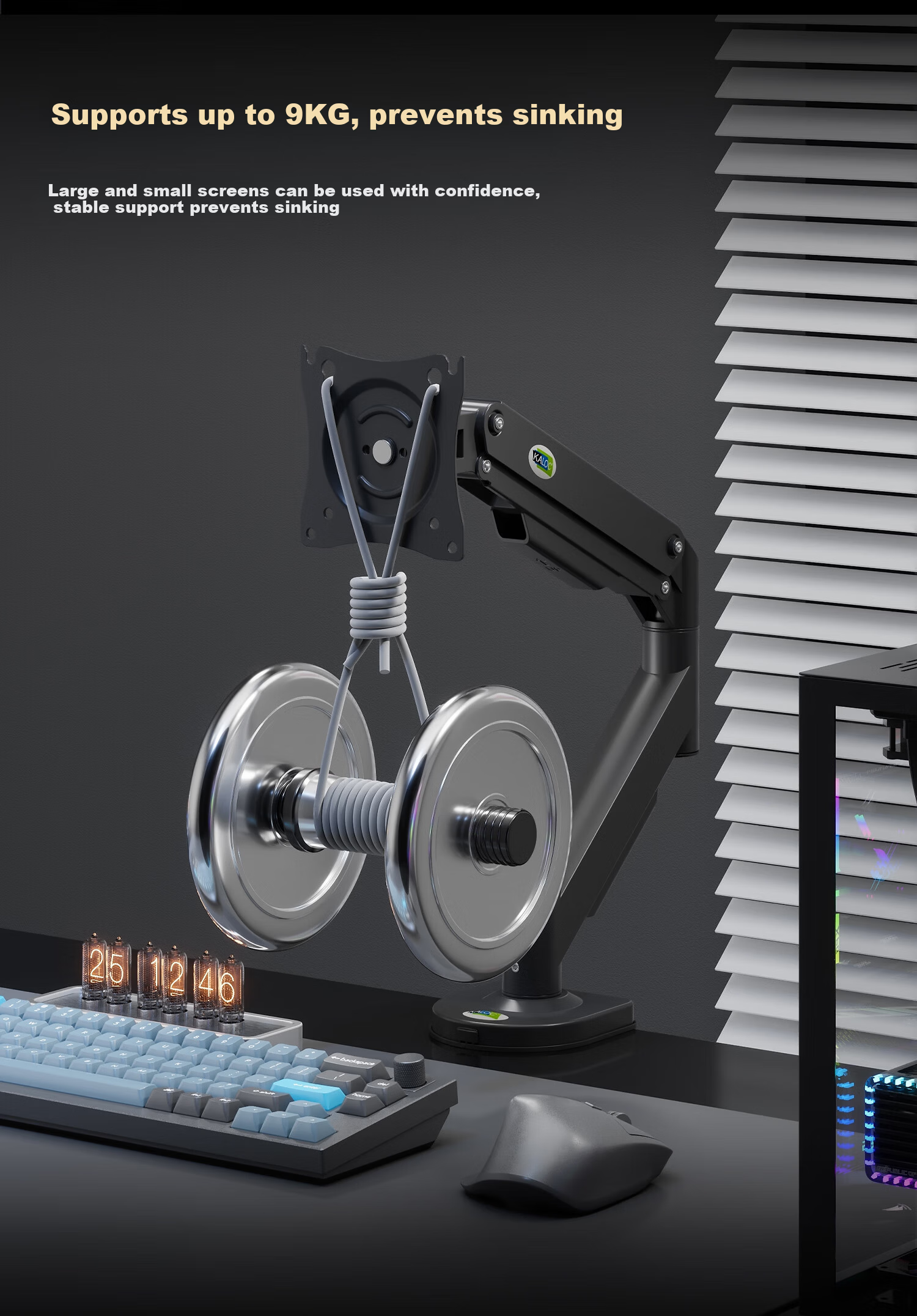 KALOC Monitor Arm, Dual Monitor Stand, Mechanical Arm Display Bracket, Computer Stand, Monitor Suspension Arm, Screen Support DS200-2 6
