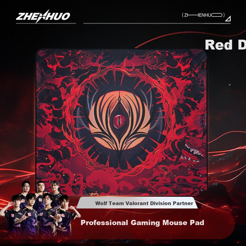 Zhenhuo Mouse Pad Red Dye FPS Gaming CSGO LOL PUBG APEX Valorant Smooth Waterproof Fine Surface 480x400x5mm