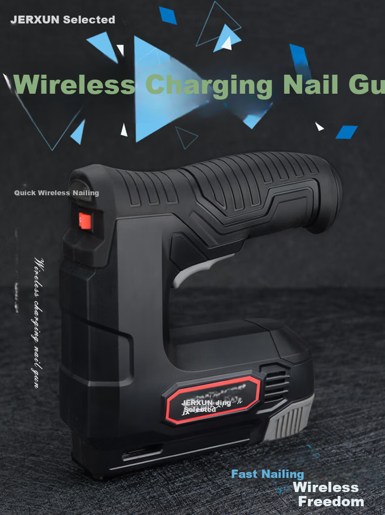 JERXUN Wireless Electric Nail Gun Cordless Brad Nailer Woodworking Staple Gun Household Door Frame Nail Gun Oil Painting Frame Stapler 2