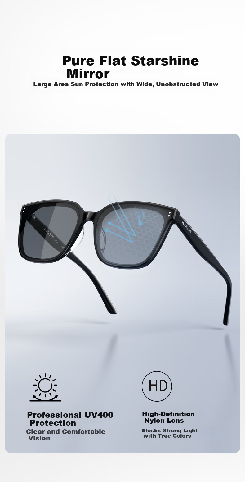 PARZIN Polarized Sunglasses Women Zhou Ye Same Style Starry Frame Black Square UV Protection Driving Sunglasses Men PZ91721 4
